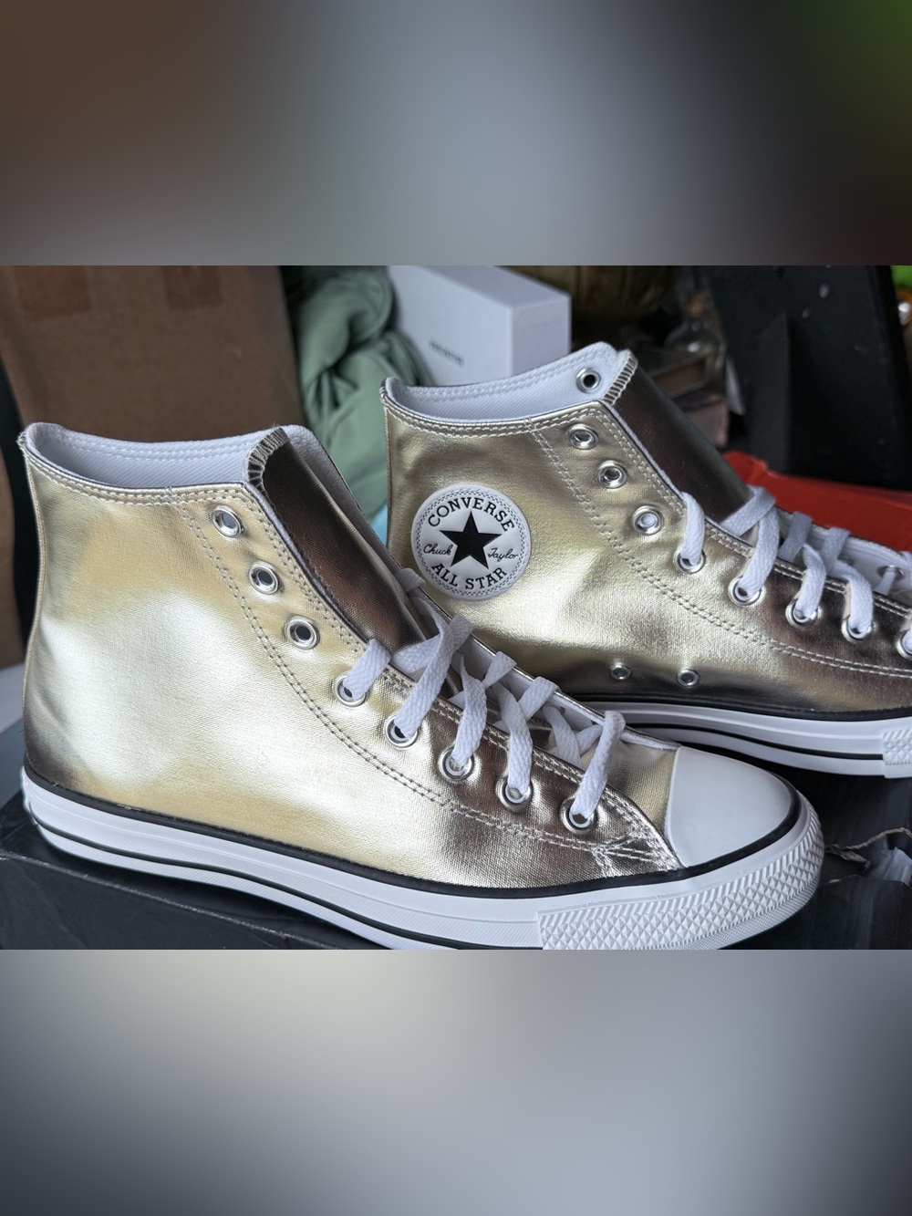 Converse Metallic Gold Hightops - Picture 2 of 6